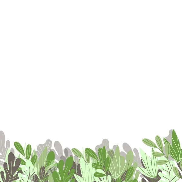 Banner web floreale con foglie esotiche di colore disegnato. Design concettuale della natura. Moderna cornice floreale con rami estivi. Illustrazione vettoriale. Copia spazio — Vettoriale Stock