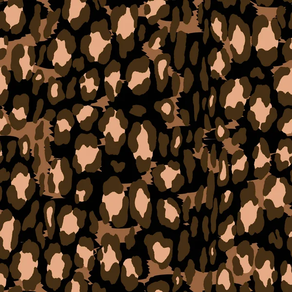 Abstrakt modern leopard sömlös mönster. Djur trendig bakgrund. Brun och svart dekorativ vektor stock illustration för tryck, kort, vykort, tyg, textil. Modern prydnad av stiliserad hud — Stock vektor