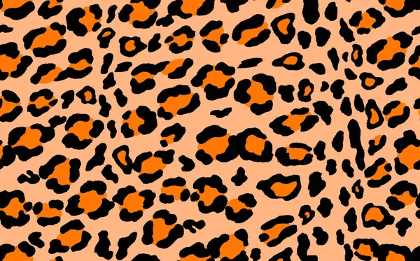 摘要现代豹无缝图案。动物流行的背景。橙色和黑色装饰向量图为印刷品,卡片,明信片,面料,纺织品.格式化皮肤的现代装饰 — 图库矢量图片