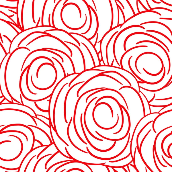 Ilustración vectorial de primavera con rosas rojas. Estilo de dibujos animados. Diseño para tela, textil, papel. Impresión de vacaciones para Semana Santa, Cumpleaños, 8 de marzo. Flores con hojas — Archivo Imágenes Vectoriales