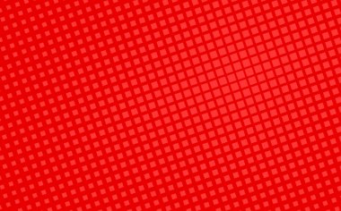 Pop Art yaratıcı konsept renkli çizgi roman dergisi kapağı. Puantiyeli kırmızı arka plan. Çizgi film yarım ton retro modeli. Poster, kart, satış afişi, boş baloncuk için soyut şablon tasarımı