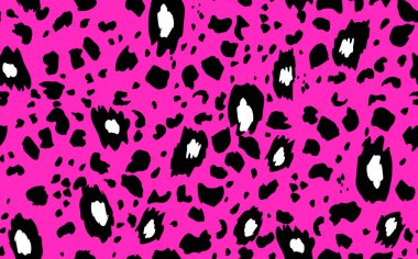 Soyut modern leopar pürüzsüz desen. Hayvanlar modaya uygun arka plan. Baskı, kart, kartpostal, kumaş, tekstil için PINK ve siyah dekoratif vektör stok çizimi. Modern stilize cilt süsü