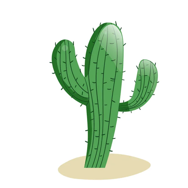 Alto cactus suculento con espinas elemento aislado. Ilustración de dibujo vectorial para icono, juego, embalaje, banner. Oeste salvaje, oeste, concepto vaquero — Archivo Imágenes Vectoriales