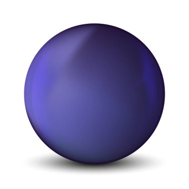 Cam mor top ya da değerli inci. Parlak gerçekçi top, beyaz arkaplanda işaretlenmiş üç boyutlu soyut vektör çizimi. Gölgeli büyük metal baloncuk.