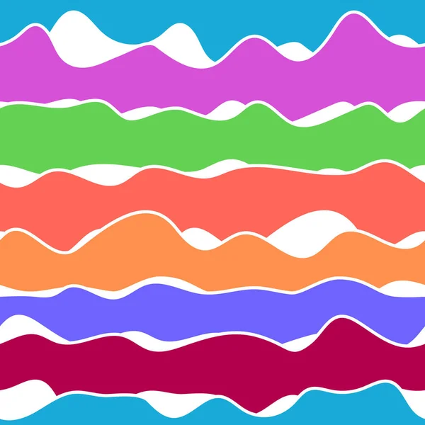Renkli geometrik şekilli soyut bir arkaplan. Gökkuşağı kusursuz desen. Kademeli dalgalar, çizgiler, dinamik formlar. Poster, kumaş ve tekstil tasarımı — Stok Vektör