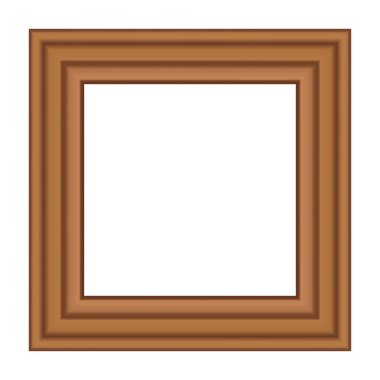 Tasarımınız için kare şeklinde altın renkli ahşap çerçeve. Klasik kılıf. Mesaj için yer. Tablolar ya da fotoğraflar için antika altın, güzel dikdörtgen çerçeveler. Şablon vektör illüstrasyonu