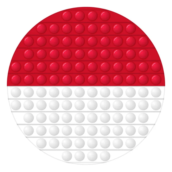 Bola lampu kaca dengan bendera Monaco. Bulat bola, ikon templat. Simbol nasional. Bola realistis Glossy, ilustrasi vektor 3D. Trendy antistress permainan pop itu, lesung pipit sederhana. Gelembung besar - Stok Vektor