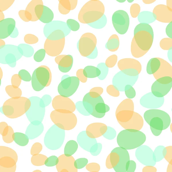 Padrão sem costura Páscoa feliz com ovos coloridos no fundo branco. Polka dots design para cartão, cartão postal, papel de parede, cartazes. Ilustração do estoque do vetor. Estilo dos desenhos animados — Vetor de Stock