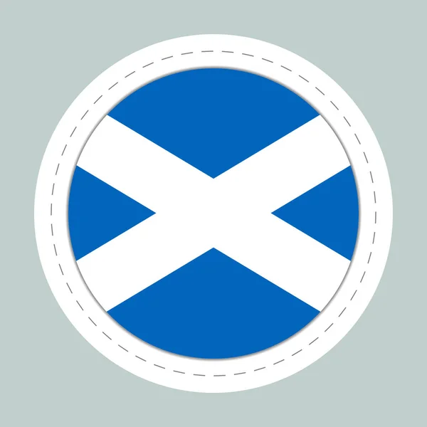 Наклейка с флагом Шотландии. Круглая сфера, иконка шаблона. Шотландский национальный символ. Глянцевый реалистичный шар, 3D абстрактная векторная иллюстрация. Большой пузырь — стоковый вектор