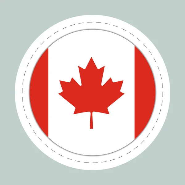 Наклейка с флагом Канады. Круглая сфера, иконка шаблона. Канадский национальный символ. Глянцевый реалистичный шар, 3D абстрактная векторная иллюстрация. Большой пузырь — стоковый вектор