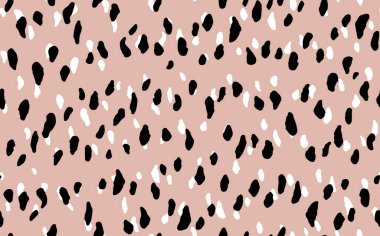 Soyut modern leopar pürüzsüz desen. Hayvanlar modaya uygun arka plan. Baskı, kart, kartpostal, kumaş, tekstil için bej ve siyah dekoratif vektör çizimi. Modern stilize cilt süsü.
