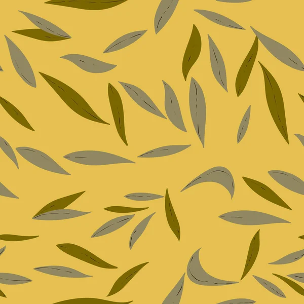 Цветочные Бесшовные Нарисованными Вручную Листьями Цвета Симпатичный Осенний Фон Тропические — стоковый вектор