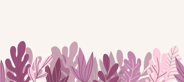 Banner Web Floreale Con Foglie Esotiche Colore Disegnato Design Concettuale — Vettoriale Stock