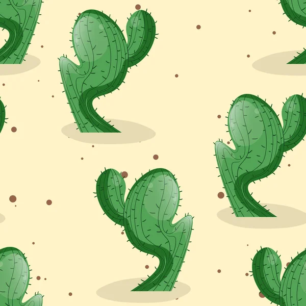 Motif Sans Couture Avec Cactus Aux Épines Succulent Sur Fond — Image vectorielle