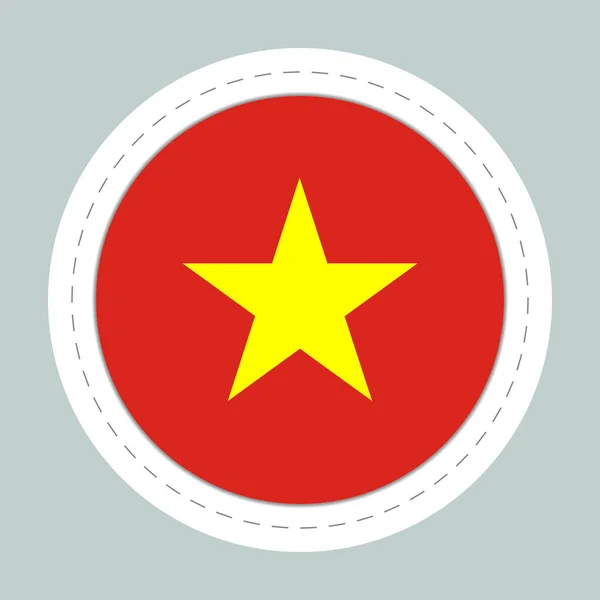 Наклейка Флагом Вьетнама Круглая Сфера Иконка Шаблона Вьетнамский Национальный Символ — стоковый вектор