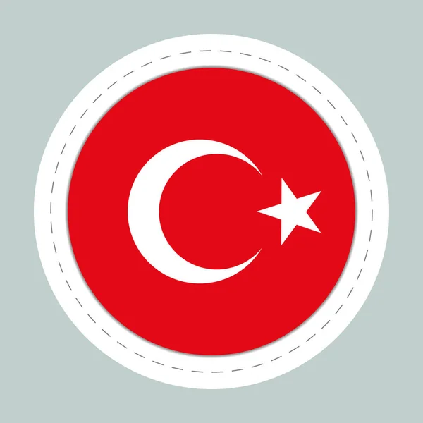Bola Stiker Dengan Bendera Turki Bulat Bola Ikon Templat Simbol - Stok Vektor