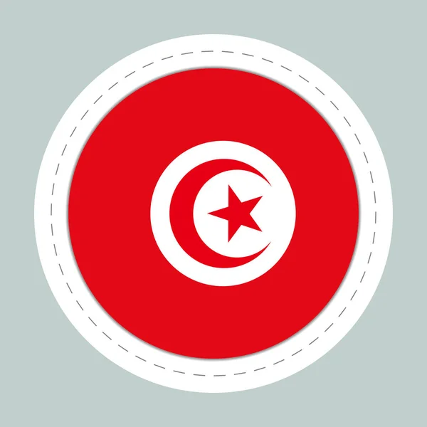 Bola Stiker Dengan Bendera Tunisia Bulat Bola Ikon Templat Simbol - Stok Vektor