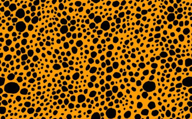 Soyut modern leopar pürüzsüz desen. Hayvanlar modaya uygun arka plan. Baskı, kart, kartpostal, kumaş ve tekstil için turuncu ve siyah dekoratif vektör çizimi. Modern stilize cilt süsü.