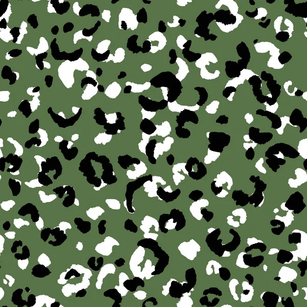 Abstract Modern Luipaard Naadloos Patroon Dieren Trendy Achtergrond Groen Zwart — Stockvector