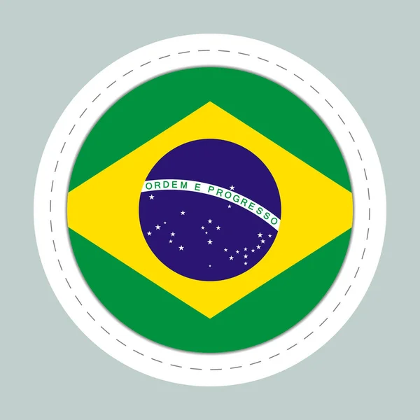 ブラジルの国旗のシールボール 丸い球 テンプレートアイコン ブラジルの国民的シンボル 光沢のある現実的なボール 3D抽象的なベクトルイラスト 大きなバブル — ストックベクタ