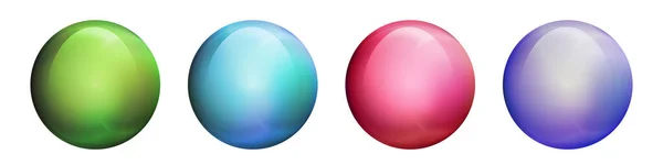 Set met glazen kleurrijke ballen. Glanzende realistische bal, 3D abstracte vector illustratie gemarkeerd op een witte achtergrond. Grote metalen bel met schaduw — Stockvector