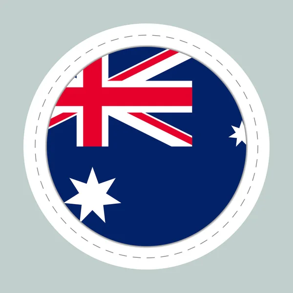 Sticker ball with flag of Australia. Round sphere, template icon. Australian national symbol. Glossy realistic ball, 3D abstract vector illustration. Big bubble — Stock Vector