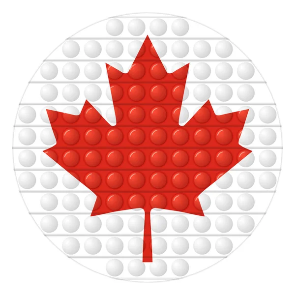 Стеклянный шар с флагом Канады. Круглая сфера, иконка шаблона. Канадский национальный символ. Гесси реалистичный мяч, трехмерная векторная иллюстрация. Модная антистрессовая игра поп-его, простая ямочка. Большой пузырь — стоковый вектор