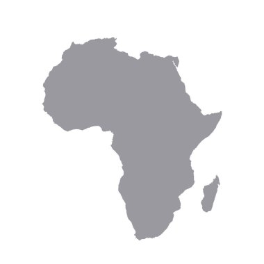 Afrika haritası, silueti imzala. Dünya Haritası Küresi. Vektör İllüstrasyonu beyaz arkaplanda izole edildi. Afrika kıtası