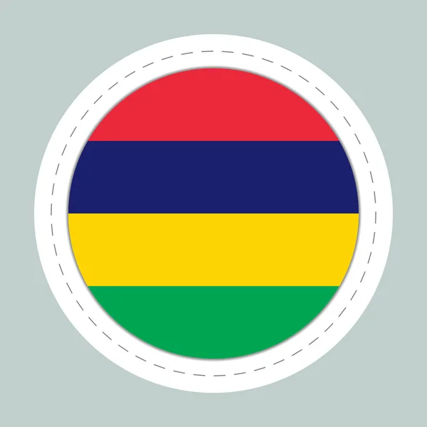Наклейка с флагом Маврикия. Круглая сфера, иконка шаблона. Национальный символ Маврикия. Глянцевый реалистичный шар, 3D абстрактная векторная иллюстрация. Большой пузырь — стоковый вектор