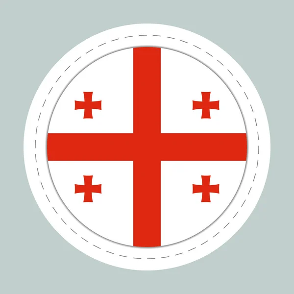 Sticker bal met vlag van Georgië. Ronde bol, sjabloon icoon. Georgisch nationaal symbool. Glanzende realistische bal, 3D abstracte vector illustratie. Grote bubbel — Stockvector