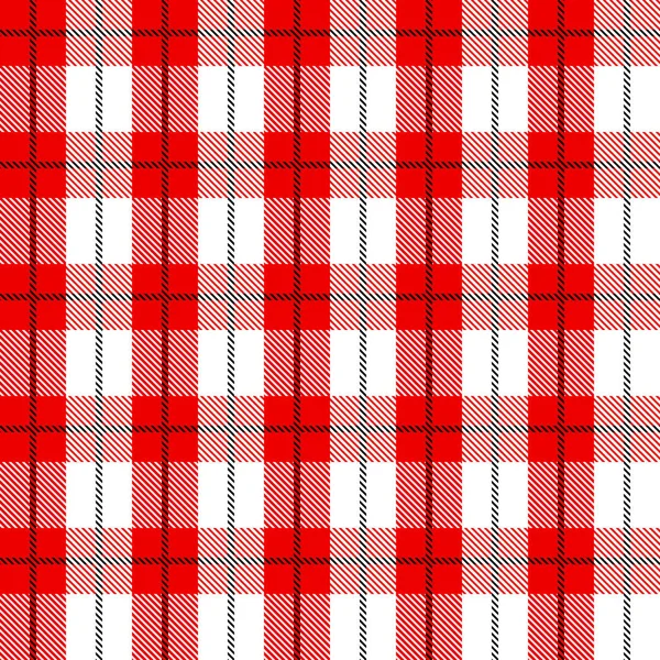 Röd och svart Skottland textil sömlös mönster. Tyg konsistens kontrollera tartan rutig. Abstrakt geometrisk bakgrund för tyg, kort, tyg. Monokrom grafisk upprepande design. Modern fyrkantig prydnad. — Stock vektor