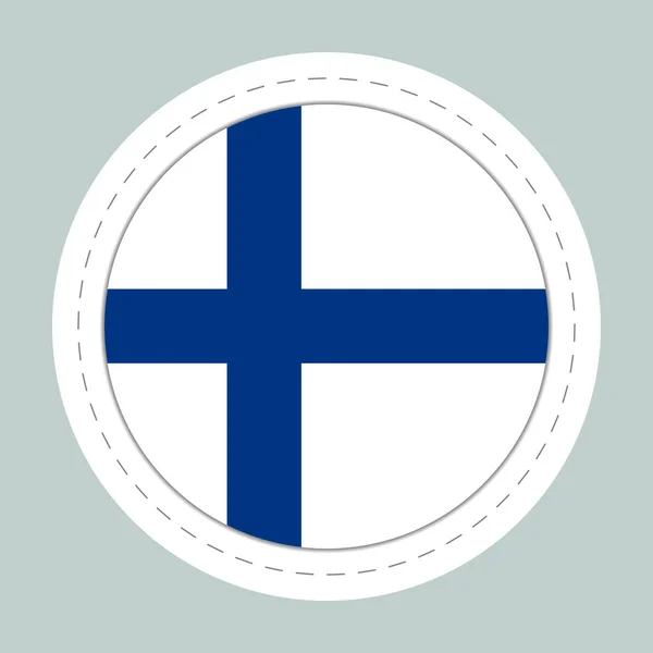 Наклейка с флагом Финляндии. Круглая сфера, иконка шаблона. Финский национальный символ. Глянцевый реалистичный шар, 3D абстрактная векторная иллюстрация. Большой пузырь — стоковый вектор
