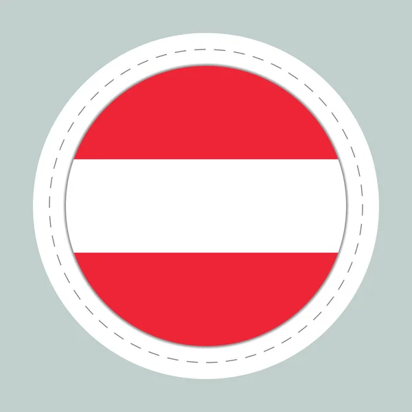 Sticker bal met vlag van Oostenrijk. Ronde bol, sjabloon icoon. Oostenrijks nationaal symbool. Glanzende realistische bal, 3D abstracte vector illustratie. Grote bubbel — Stockvector