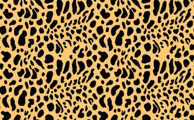 Soyut modern leopar pürüzsüz desen. Hayvanlar modaya uygun arka plan. Baskı, kart, kartpostal, kumaş, tekstil için bej ve siyah dekoratif vektör çizimi. Modern stilize cilt süsü