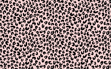 Soyut modern leopar pürüzsüz desen. Hayvanlar modaya uygun arka plan. Baskı, kart, kartpostal, kumaş, tekstil için bej ve siyah dekoratif vektör çizimi. Modern stilize cilt süsü