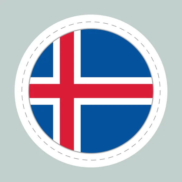 Sticker bal met vlag van IJsland. Ronde bol, sjabloon icoon. IJslands nationaal symbool. Glanzende realistische bal, 3D abstracte vector illustratie. Grote bubbel — Stockvector