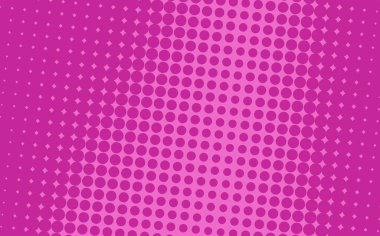 Pop Art yaratıcı konsept renkli çizgi roman dergisi kapağı. Puantiyeli pembe arka plan. Çizgi film yarım ton retro modeli. Poster, kart, pankart için soyut noktalı tasarım