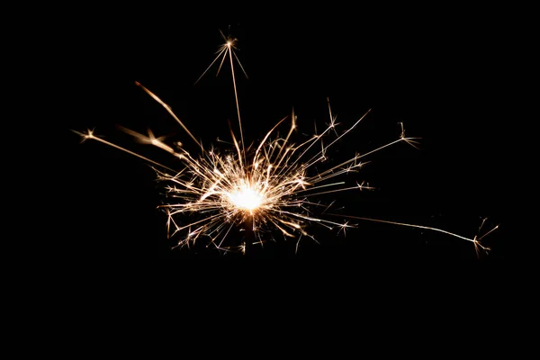 Burning Sparkler Isolated Black Background Fireworks Theme Light Effect Texture Stock Image