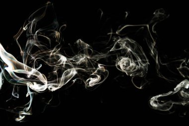 Smoke effect texture. Isolated background. Black and dark backdrop. Smokey fire and mistic effect. Spirit wave. Photo realistic mist stock image.