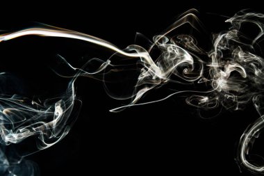 Smoke effect texture. Isolated background. Black and dark backdrop. Smokey fire and mistic effect. Spirit wave. Photo realistic mist stock image.