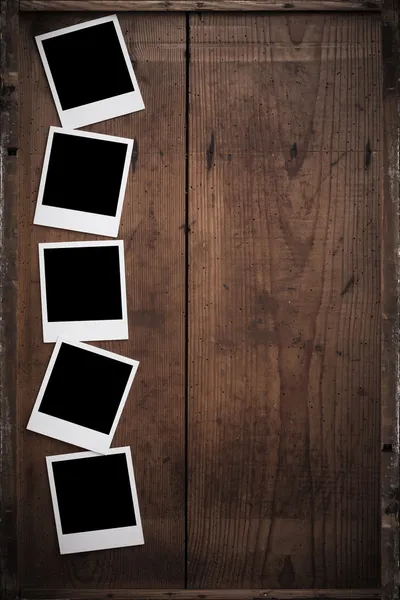 Moldura Polaroid vintage em madeira — Fotografia de Stock
