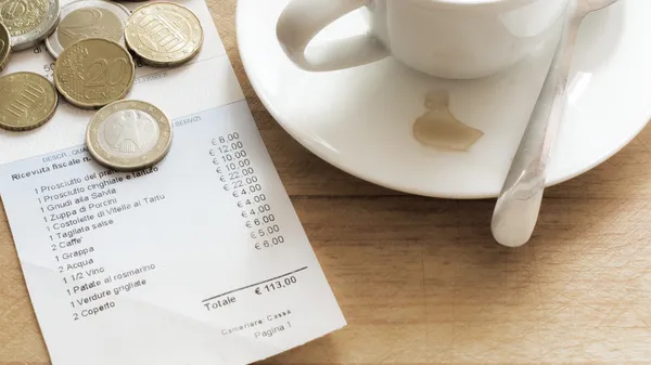Italian Bill in a Restaurant — Stock Photo, Image
