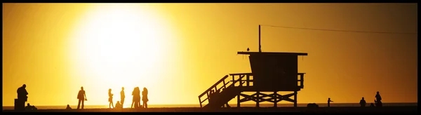 Solnedgång på malibu beach Stockfoto