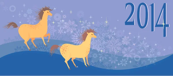 Ilustración vectorial de caballos de Navidad — Archivo Imágenes Vectoriales