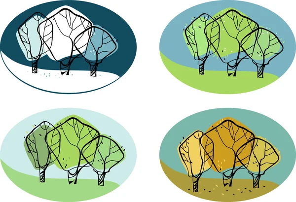 Bir ağaç mevsim vektör çizim — Stok Vektör