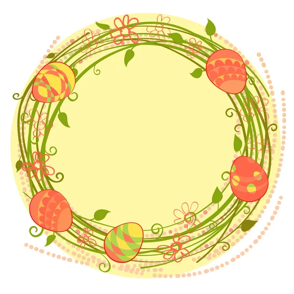 Feliz Pascua tarjetas floral corona vector — Vector de stock