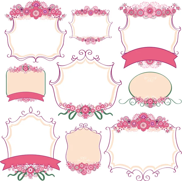 Vector set of frames with flowers — Stock Vector