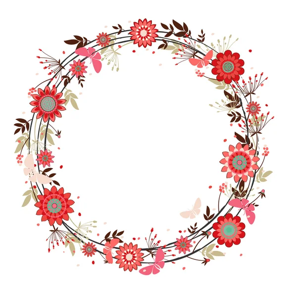 Vector flowers decorative wreath — Stock Vector