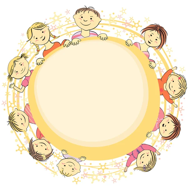 Vector frame circle for text with children — Stock Vector