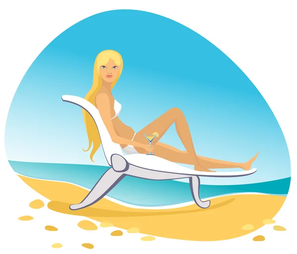 Векторна жінка блондинка на пляжі — стоковий вектор